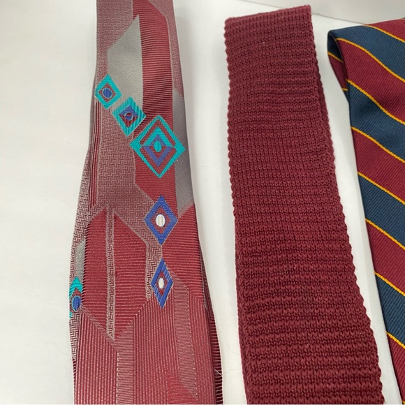 Vintage Red Mens Neck Ties Lot of 4 Brooks Brothers Stringbeans Knit Skinny - Picture 4 of 9